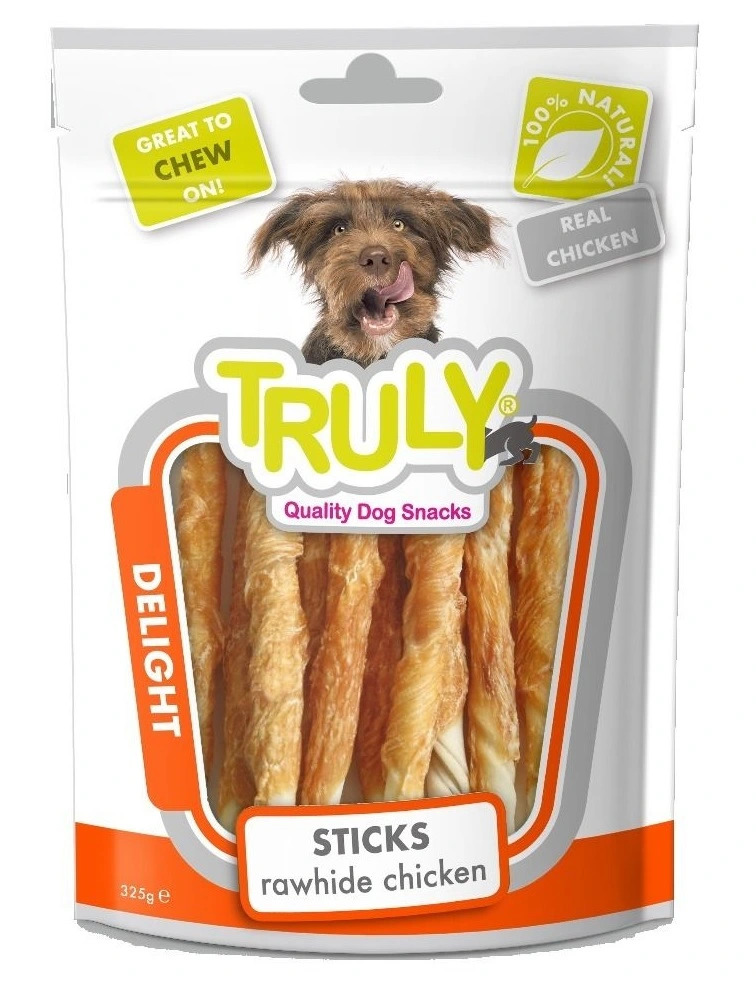 Truly Chicken Jerky Rawhide Twisted 325 g - kyllingejerky med råhud