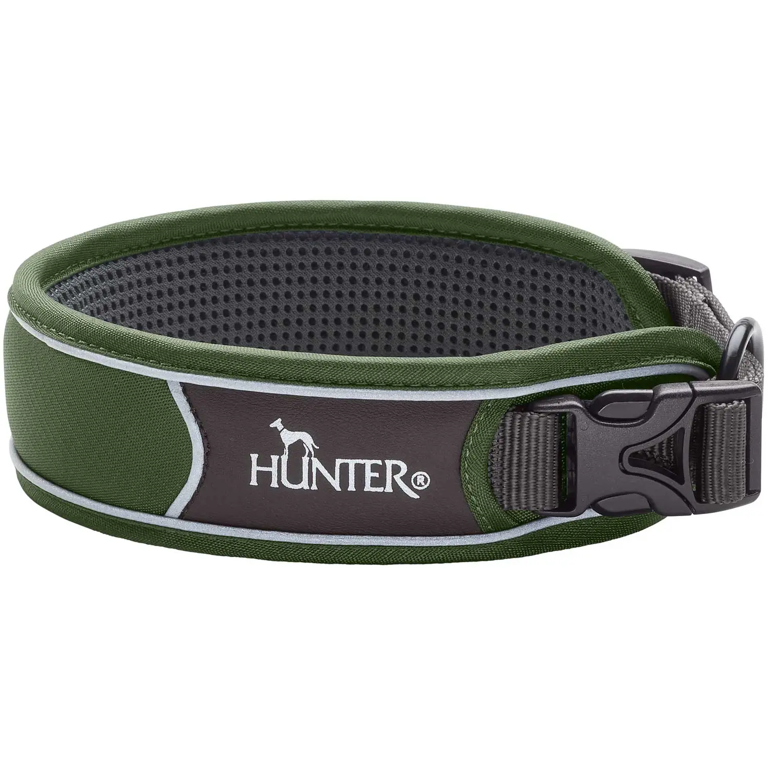 Hunter Halsbånd Divo S Grøn/Grå - justerbart hundehalsbånd (25-35 cm, B 4 cm)