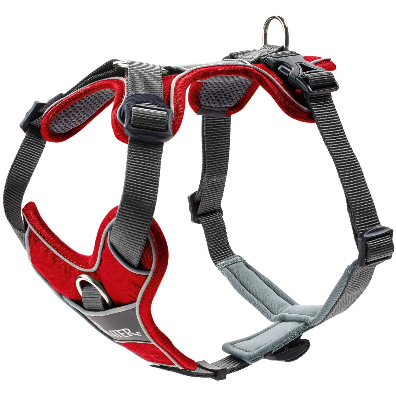 Hunter Divo hundesele L-XL rød/grå just mave 79-107 cm - Ekstra stabilitet og komfort