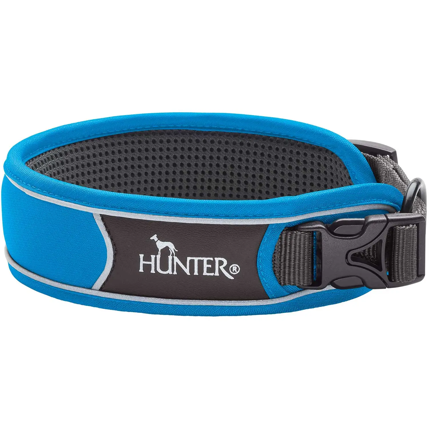 Hunter Halsbånd Divo L Lyseblå/Grå - justerbart hundehalsbånd (45-55 cm, B 4,5 cm)