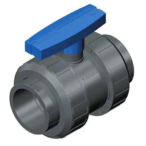 PVC kuglehane med dobbelt union 90 mm