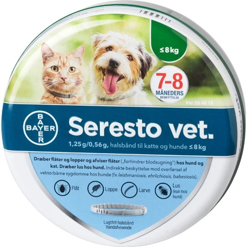 Seresto Vet Loppe og flåt Halsbånd til små hunde og Katte