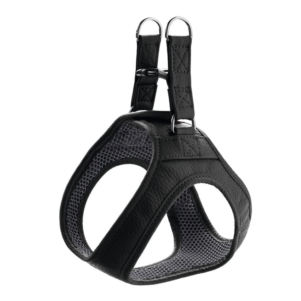 Hunter Hilo læder hundesele S sort hals 43-48 cm - blød komfort i hverdagen