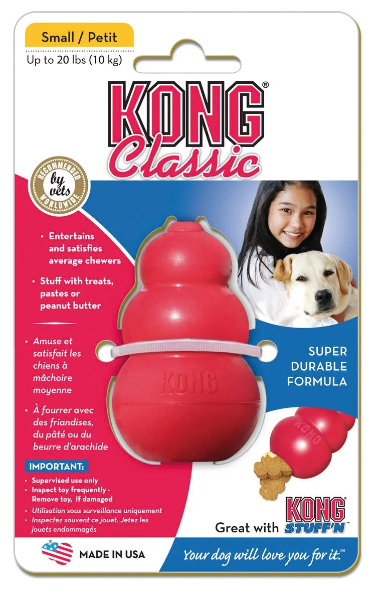 Kong Classic Small Rød - klassisk tyggelegetøj i gummi
