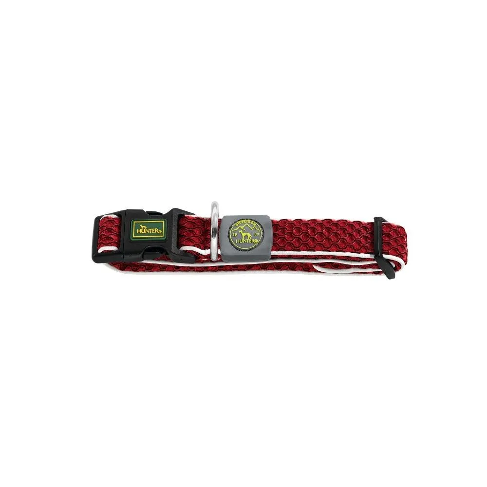 Hunter hunde halsbånd Hilo Rød M-L - justerbart hundehalsbånd (33-50 cm, B 2,5 cm)