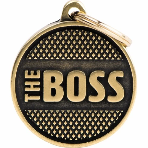 Hundetegn My Family The Boss cirkel lille guld