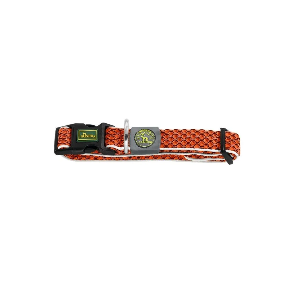Hunter hunde halsbånd Hilo Orange M-L - justerbart hundehalsbånd (33-50 cm, B 2,5 cm)