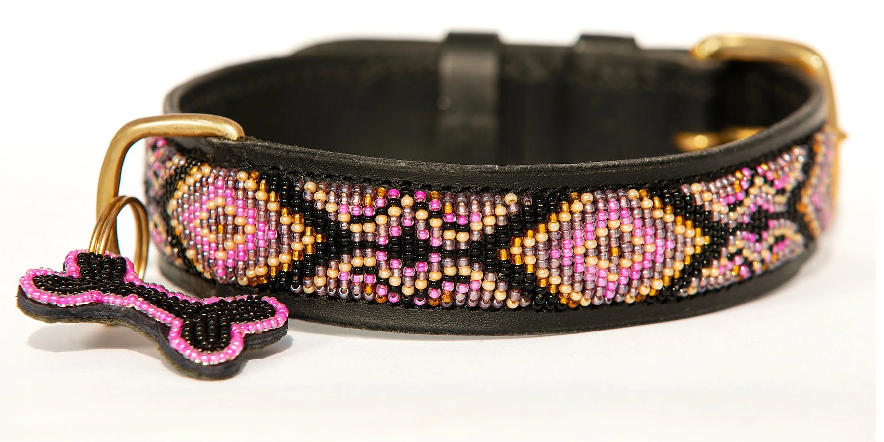 Zinj Ombima halsbånd Large Pink - håndlavet hundehalsbånd