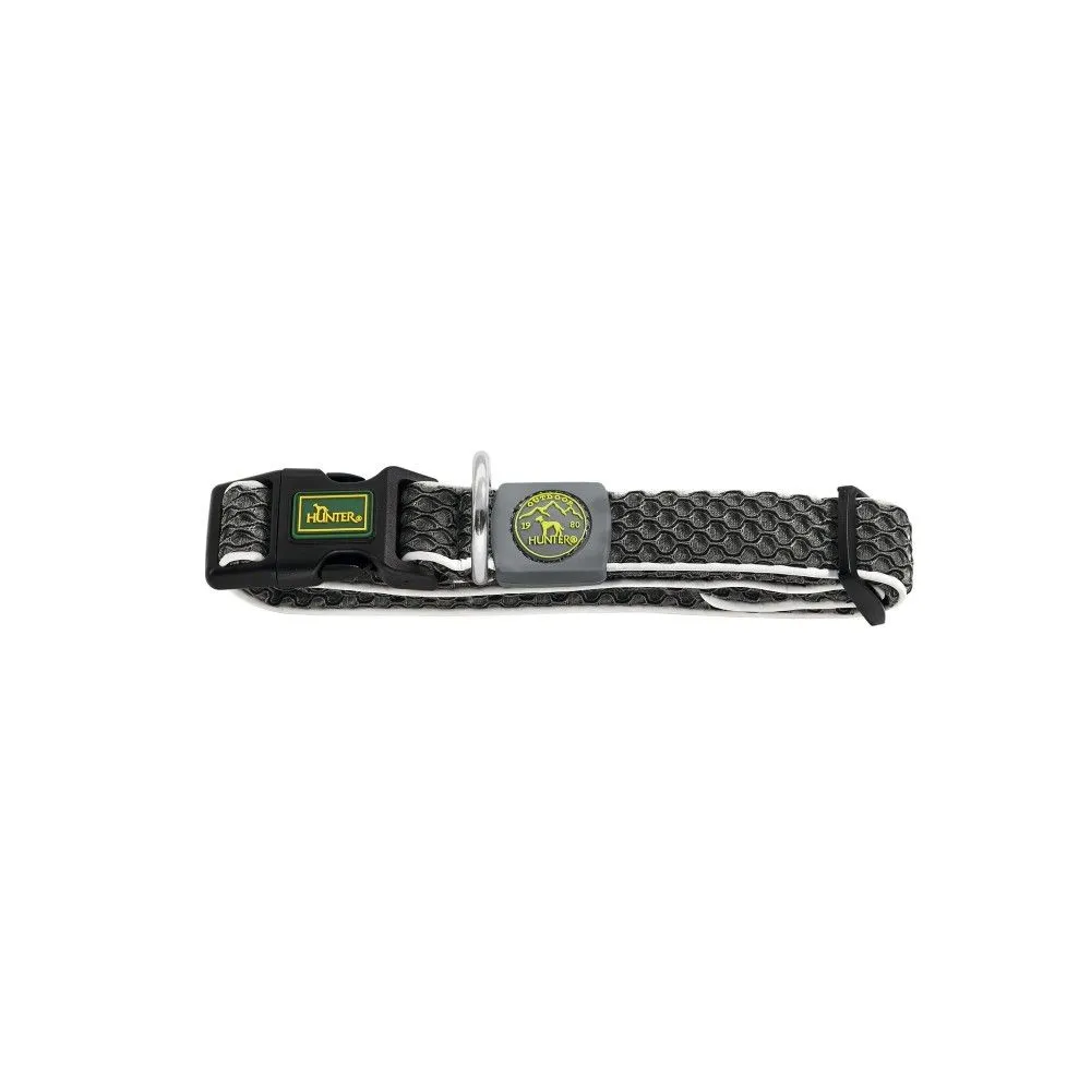 Hunter hunde halsbånd Hilo Antracit M-L - justerbart hundehalsbånd (33-50 cm, B 2,5 cm)