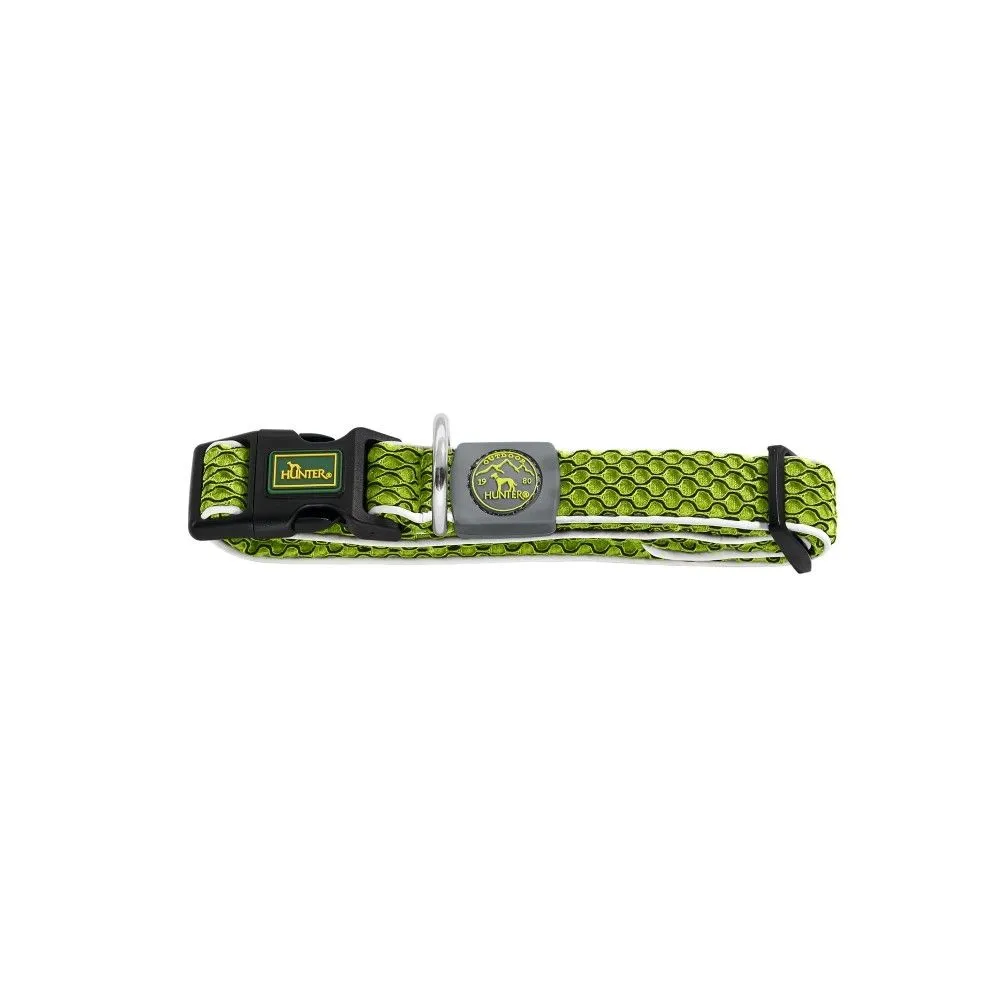 Hunter hunde halsbånd Hilo Lime S-M - justerbart hundehalsbånd (30-43 cm, B 2,5 cm)