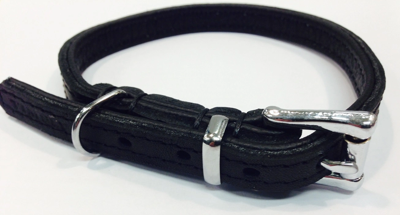 Timely halsbånd olieret læder sort 12 mm 30 cm - blød styrke til små hunde