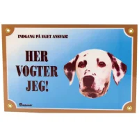 Her vogter jeg skilt med Dalmatiner