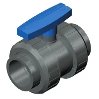 PVC kuglehane med dobbelt union 75 mm