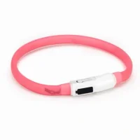Beeztees LED Halsbånd til katte og små hunde Pink 30 cm - Opladeligt og tilpasset pasform