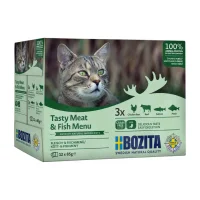 Bozita Feline Kød & Fisk i gele 12 x 85 g - kyllingelever, oksekød, laks og aborre