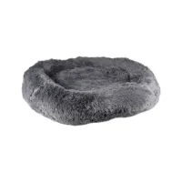 Cushion Krems fluffy rund hundeseng large grå