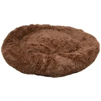 Cushion Krems fluffy rund hundeseng large mørkebrun