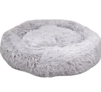Cushion Krems fluffy rund hundeseng medium lysegrå