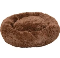 Cushion Krems fluffy rund hundeseng medium mørkebrun