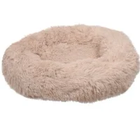 Cushion Krems fluffy rund hundeseng small beige