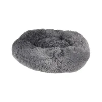 Cushion Krems fluffy rund hundeseng small grå