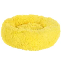 Cushion Krems fluffy rund hundeseng small gul