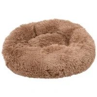 Cushion Krems fluffy rund hundeseng small khaki