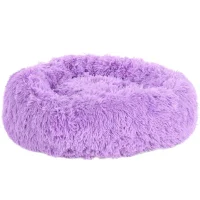 Cushion Krems fluffy rund hundeseng small lilla
