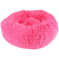 Cushion Krems fluffy rund hundeseng small Pink
