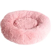 Donut Cozy Hundeseng Lyserød 60 cm - blød seng til mellemstore hunde