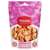 FICCARO Hundesnack Kylling og sej hearts 100 g - naturlige hundesnacks i hjerteform