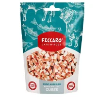 FICCARO Hundesnack Okse & Sej Cubes - bløde tern af okse og sej 100 g