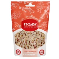 FICCARO Hundesnack Torsk & Tranebær Soft Cubes - bløde tern af torsk og tranebær 100 g