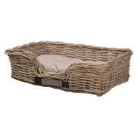 Happy-House Ratten Luksus Klassisk firkantet hundekurv Xlarge 90x70 cm