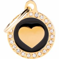 Hundetegn My family Glam Cirkel med Hjerte lille sort/guld