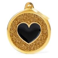 Hundetegn My Family Shine cirkel med hjerte stor guld
