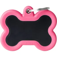 Hundetegn My family Soft Silent Strong Sort og Pink Kødben (stor)