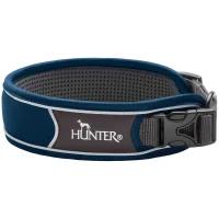 Hunter Halsbånd Divo L Petrol/Grå - justerbart hundehalsbånd (45-55 cm, B 4,5 cm)