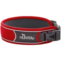 Hunter Halsbånd Divo S Rød/Grå - justerbart hundehalsbånd (25-35 cm, B 4 cm)