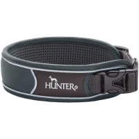 Hunter Halsbånd Divo XL Grå/Grå - justerbart hundehalsbånd (55-65 cm, B 5,5 cm)