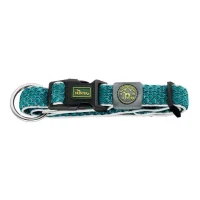 Hunter hunde halsbånd Hilo Turkis M-L - justerbart hundehalsbånd (33-50 cm, B 2,5 cm)