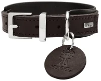 Hunter Larvik Comfort 40 Mørkebrun Hundehalsbånd - justerbart hundehalsbånd (28 - 34 cm, B