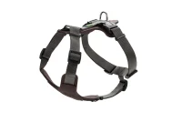Hunter Mixed Aalborg læder hundesele M mørkebrun/grå hals 55-67 cm - komfort og naturlig støtte
