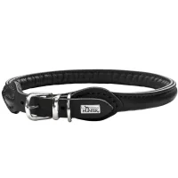 Hunter rundsyet oksehalsbånd 35/8 sort 35 cm - justering 28-32 cm skånsom komfort
