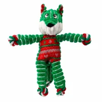 KONG Holiday Floppy Knots Fox S/M - et klassisk plys-hundelegetøj med reb og knuder, pivelyd og juletema.