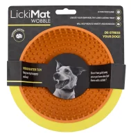LickiMat Wobble Orange Ø 18 x 8 cm - slikkeskål til hunde