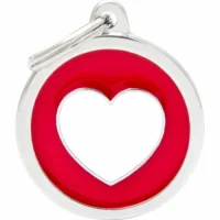 My Family Hundetegn Charm Cirkel Med Hjerte Rød