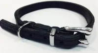 Timely halsbånd olieret læder sort 12 mm 25 cm - blød styrke til små hunde