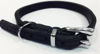 Timely halsbånd olieret læder sort 12 mm 30 cm - blød styrke til små hunde