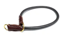 Timely rundsyet brunt kalveskinds kvælerhalsbånd 8 mm 55 cm - skånsom kontrol til store hunde